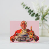 1937 Butler mit Tray und Golden Wedding Whiskey Postkarte (Stehend Vorderseite)