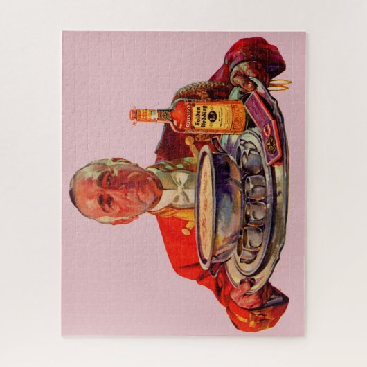 1937 Butler mit Tray und Golden Wedding Whiskey Puzzle (Vertikal)