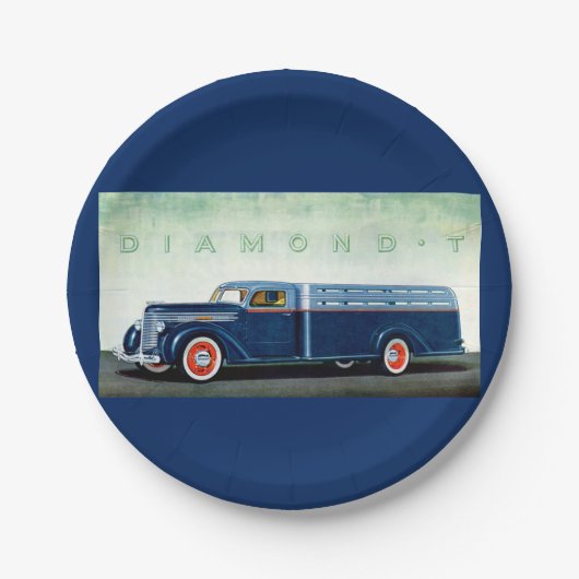 1937 Diamond-T-Blue LKW Pappteller (Vorderseite)