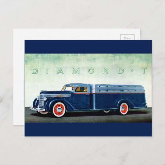 1937 Diamond-T-Blue LKW Postkarte (Vorne/Hinten)