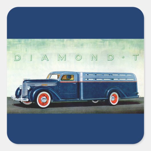 1937 Diamond-T-Blue LKW Quadratischer Aufkleber (Vorderseite)