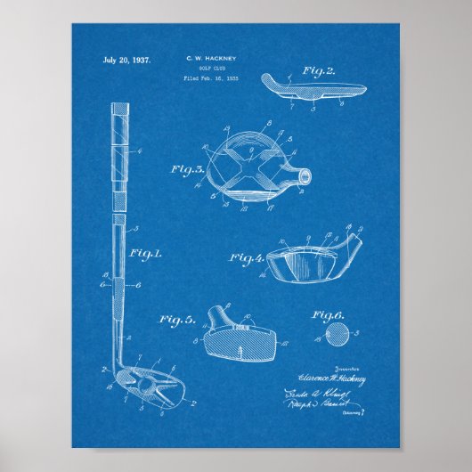 1937 Golf Club Patentkunst Zeichnend Printwerbung Poster (Vorne)