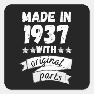 1937 hergestellt mit Originalteilen, Quadratischer Aufkleber
