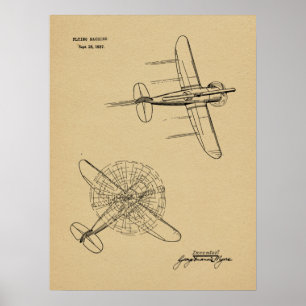 1937 Hubschrauber-Flugzeug-Patent Kunst Zeichnung Poster