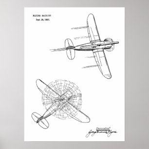 1937 Hubschrauber-Flugzeug-Patent Kunst Zeichnung Poster