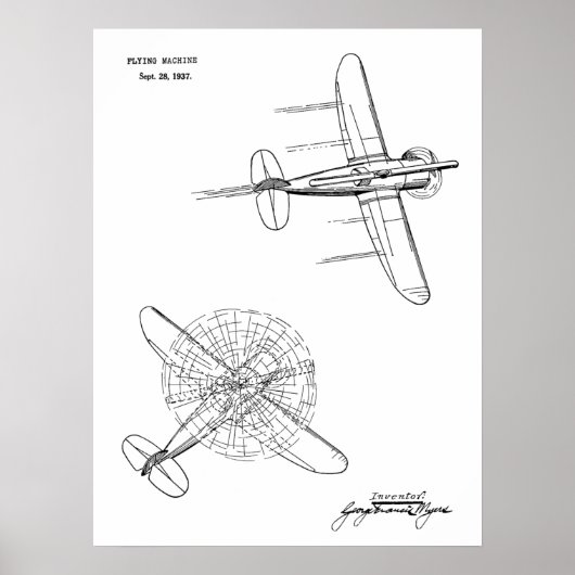 1937 Hubschrauberflugzeug Patentkunst Zeichnend Pr Poster (Vorne)