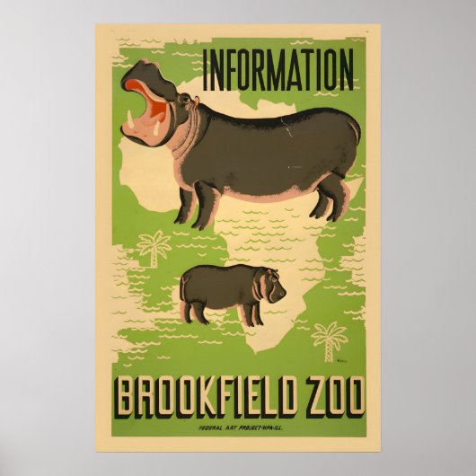 1937 Sehen Sie das Nilpferd im Brookfield Chicago  Poster (Vorne)