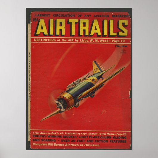 1938 Aviation Airplane Magazine Cover Art Print Poster (Vorne)