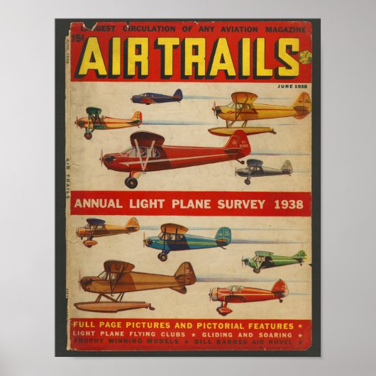 1938 Aviation Magazine Airplane Cover Art Print Poster (Vorne)