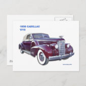 1938 CADILLAC V-16 POSTKARTE (Vorne/Hinten)