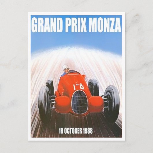 1938 Monza Grand Prix Vintager Rennsport Postkarte (Vorderseite)