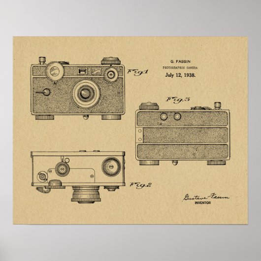 1938 Vintage Kamerapatentkunst Zeichnend Print Poster (Vorne)