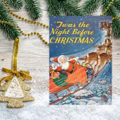 1938 Vintager Weihnachtsmann Sleigh | Rentierflieg Postkarte