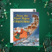 1938 Vintager Weihnachtsmann Sleigh | Rentierflieg Postkarte