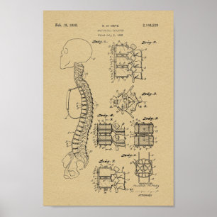 1938 Vintages Spine Model Patentschrift Art Print Poster