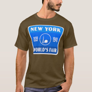 193940 New York World Fair Retro Abzeichen Blue T-Shirt