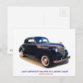 1939 CHEVROLET MASTER 85 2 TÜR COUPE POSTKARTE (Vorne/Hinten)