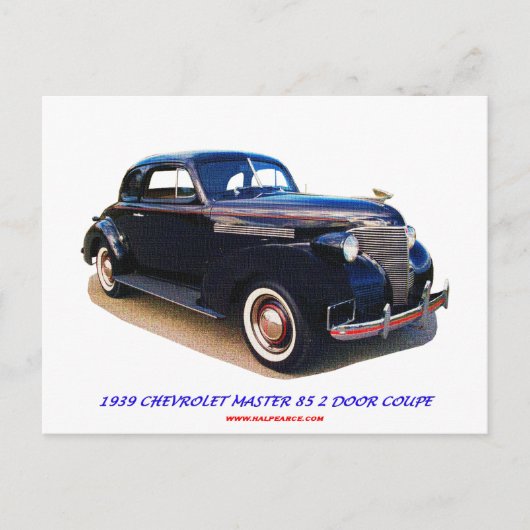 1939 CHEVROLET MASTER 85 2 TÜR COUPE POSTKARTE (Vorderseite)