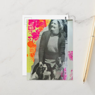 1939 Dame mit zwei Hunden Collage Postkarte