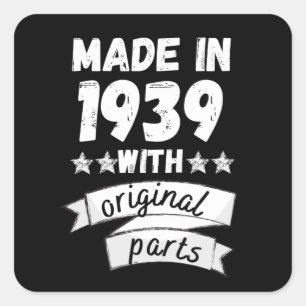 1939 hergestellt mit Originalteilen, Quadratischer Aufkleber