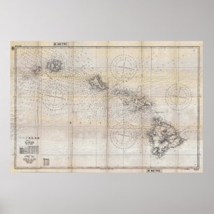 1939 Japanische Karte von Hawaii Pearl Harbor Poster