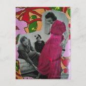 1939 Modelldame für Pyjamas Mixed Media Collage Postkarte (Vorderseite)