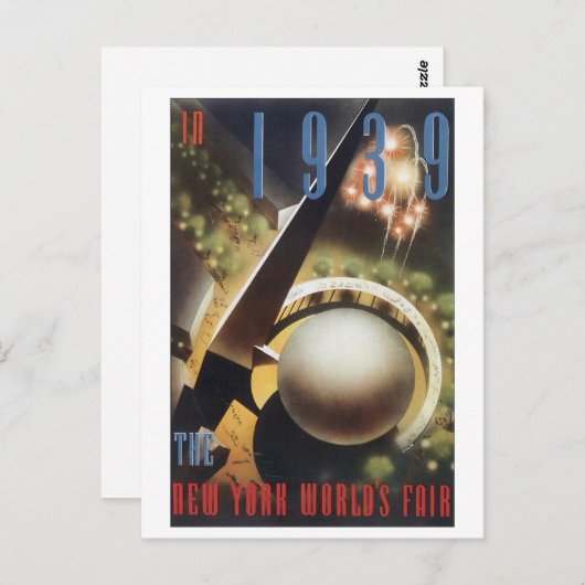 1939 New York World's Fair Postkarte (Vorne/Hinten)