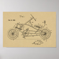 1939 Vintages Fahrraddesign Patent Art P