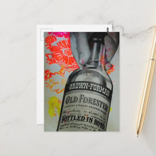 1939 Whiskey Mixed Media Collage Postkarte (Vorderseite/Rückseite Beispiel)
