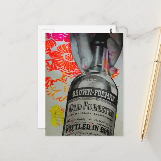 1939 Whisky in Bond abgefüllte Mixed-Media-Collage Postkarte (Vorderseite/Rückseite Beispiel)