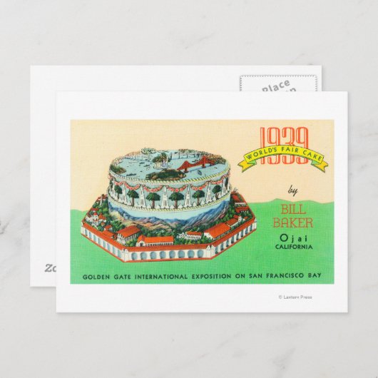 1939 World Fair Cake von Bill Baker in Ojai Postkarte (Vorne/Hinten)
