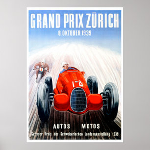 1939 Zürich Grand Prix Racing Poster