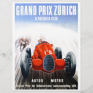 1939 Zürich Grand Prix Racing Poster