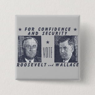 1940 Abstimmung Roosevelt + Wallace, grau Button