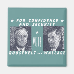 1940 Abstimmung Roosevelt + Wallace, grau Magnet