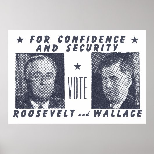 1940 Abstimmung Roosevelt + Wallace, grau Poster (Vorne)