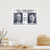 1940 Abstimmung Roosevelt + Wallace, grau Poster (Küche)