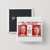 1940 Abstimmung Roosevelt + Wallace, rot Button (Vorne & Hinten)