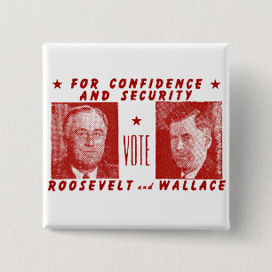 1940 Abstimmung Roosevelt + Wallace, rot Button