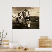 1940 amerikanischer Militärpilot und kleiner Junge Poster (Küche)