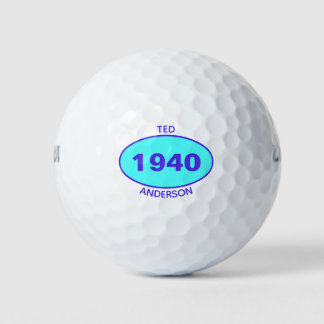 1940 Bearbeitbar 80. Geburtstag Blau Personalisier Golfball