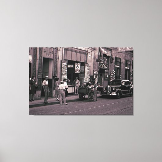 1940 Spain Street Fotografy Lopez Beauty Parlor Leinwanddruck (Vorderseite)