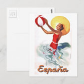1940 Spanien Beach Travel Poster Postkarte (Vorne/Hinten)