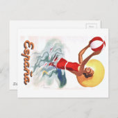 1940 Spanien Beach Travel Poster Postkarte (Vorne/Hinten)