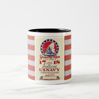 1940 US NAVY REKRUTIMENT POSTER ZWEIFARBIGE TASSE