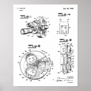 1940 Vintage Kamera Patent Kunst Zeichnung Druck Poster