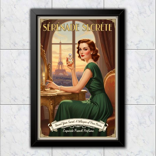 1940 Vintage Sérénade Secrète Parfümwerbung Poster