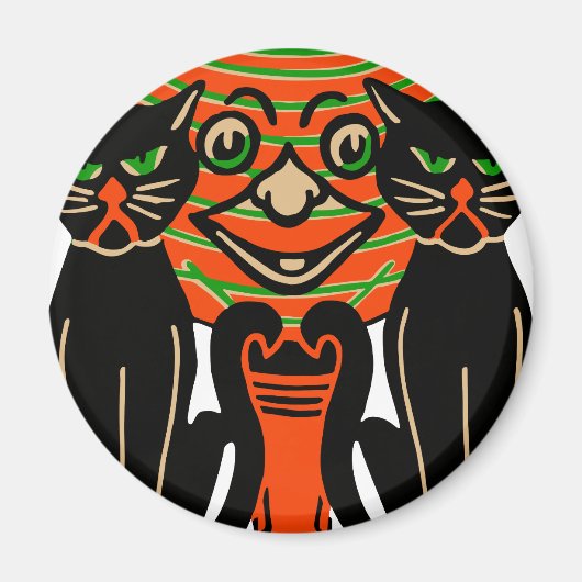 1940 Vintages Halloween-Schwarze Katzen Magnet (Vorne)