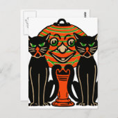 1940 Vintages Halloween-Schwarze Katzen Postkarte (Vorne/Hinten)