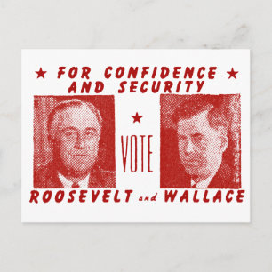 1940 Wahl Roosevelt + Wallace, rot Postkarte